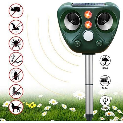 Répulsif chat solaire Répulsion animaux Imperméable, fréquence réglable, alarme/clignotements Jardiniers, propriétaires de jardin