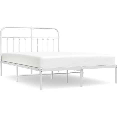 Maison Exclusive - Bettgestell mit Kopfteil Metall Weiß 135x190 c