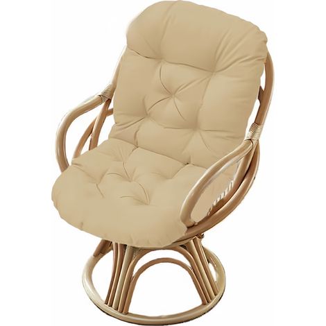 Coussin de rechange 120 x 60 cm pour fauteuil basculant pivotant en rotin – Beige, imperméable et respirant (1/5)