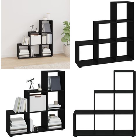 Treppenregal Schwarz 107 cm Holzwerkstoff - Bücherregal - Treppenregal - Wohnraumorganisation - Aufbewahrungslösung - Holzwerkstoffregal - Home & Living (1/5)