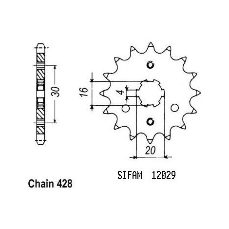 Pignon Kmx 125 1986-1998 - Ar 125 1982-1993 - 428 - 13 Dents - Similaire JTF417