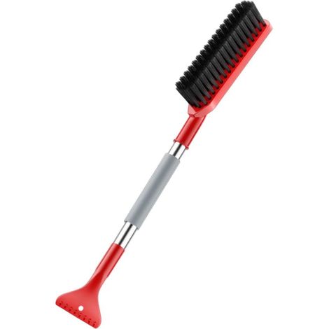 Brosse à neige pour auto - Brosse à neige pour auto avec grattoir à glace - Grattoir à glace amovible - Poignée en mousse de caoutchouc ergonomique - Accessoire d'hiver - 1 pièce - rouge (1/5)