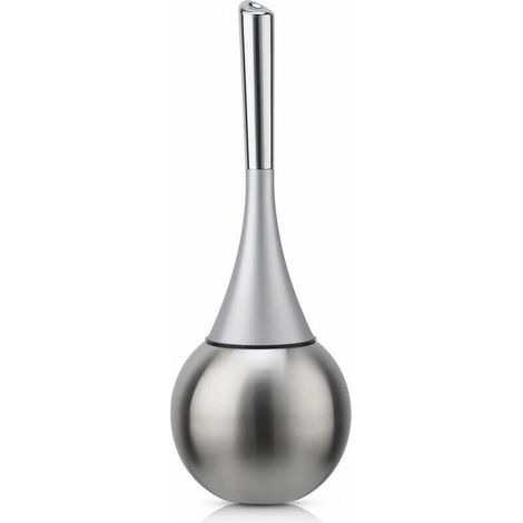 Porte-brosse WC autoportant en acier inoxydable finition brossée polie ensemble WC salles de bains (brosse incluse)-argent (1/5)