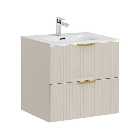 Meuble bas de salle de bain 60 cm – 2 tiroirs – Façades en bois MDF – Montage facile – Gamme Georgia Cashmere – Comad