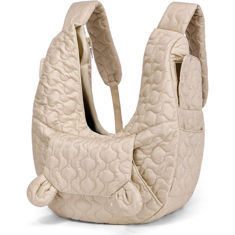 Sac de transport ventral pour chien et chat avec ventilation et bandoulière réglable pour petits animaux transport ventral ou dorsal couleur kaki (1/4)
