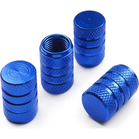 Aluminum Valve Caps (Pack of 4) - Schrader Valve Caps - Car SUV Motorcycle Bike (Blue, Comfort) (1/5)