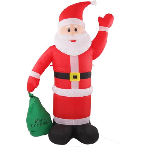 Père Noël gonflable avec éclairage LED intégré, étanche, pour jardin, terrasse et fêtes de Noël, prise européenne 100-240 V (1/5)