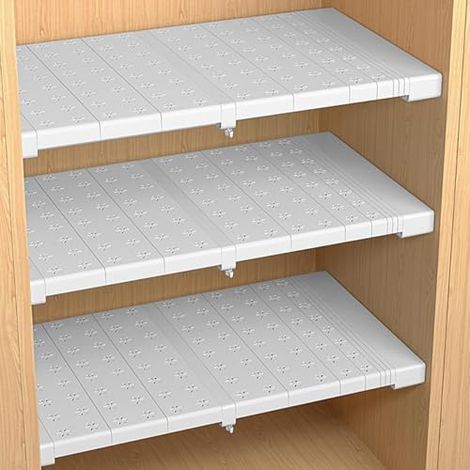 Étagères extensibles, supports de rangement réglables pour armoire, organisateurs d'étagères (largeur 24 cm, longueur 41-52 cm). (1/5)