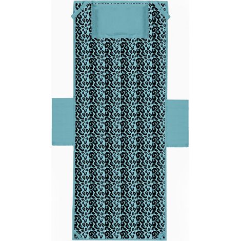 TELO Mare LETTINO TEDDY LEOPARDO BLU in microfibra CON TASCHE MISURA cm. 80 X 190