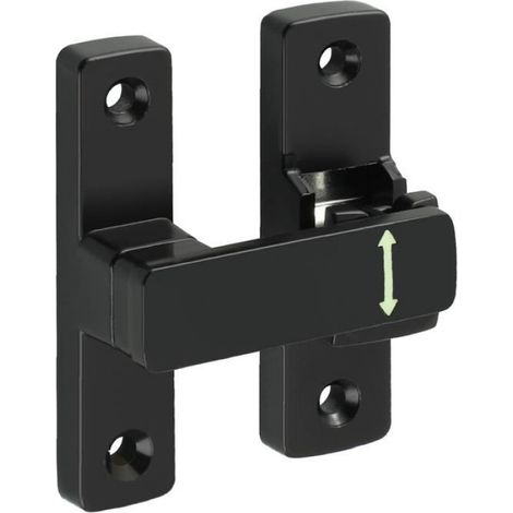 Loquet Porte - Verrou Porte Coulissante 7,8 cm - Alliage de Zinc - Noir - Angle Réglable 90° ou 180° - 1 Pièce (1/5)