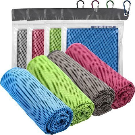 Serviette rafraîchissante 100 x 30 cm, serviette glacée en microfibre douce et respirante, à évaporation instantanée, idéale pour le camping, pour hommes et femmes - Lot de 4 (1/5)