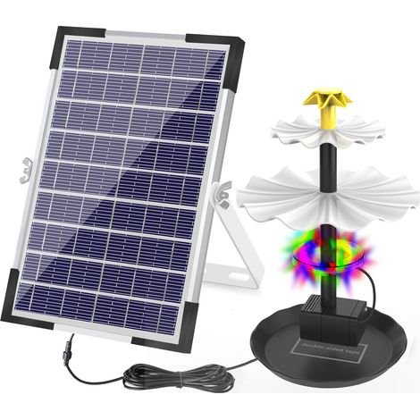 Fontaine Solaire 9V/5 W 170L/h, Pompe à Eau Solaire pour Bain d'Oiseaux/Aquarium/Bassin/Jardin/Cascade/Piscine (1/5)