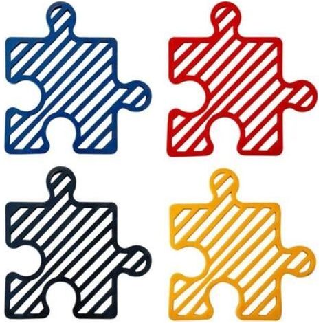 4-teilige Untersetzer, Puzzleform, Tassenuntersetzer, frei kombinierbar, zum Aufhängen geeignet, rutschfeste Untersetzer für Biergläser und Kaffeetassen (1/3)