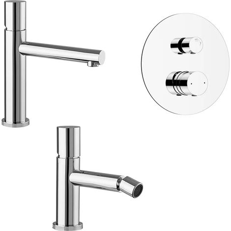 Set miscelatori cromo lavabo bidet e doccia con deviatore a 2 vie Gemini (1/5)