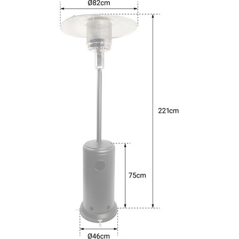 Happy Garden – Parasol chauffant OSLO – Gaz 12kW – Acier inoxydable – Surface de chauffe 30m² – Système d'allumage piézo — vue 4