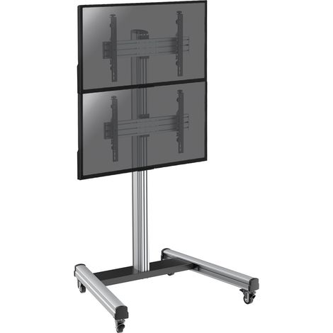 Support sur roulettes pour 2 écrans TV  40''-65'' - Hauteur 175cm (1/3)
