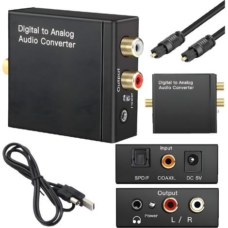 Toslink-Koaxial-zu-Analog-L/R-Audio-+3,5-mm-Klinken-Soundkonverter