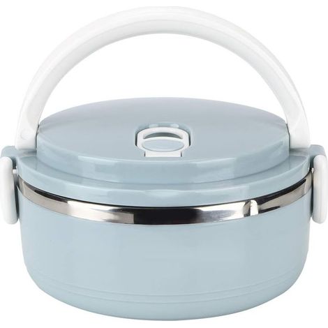 Boîte à lunch isotherme, doublure en acier inoxydable PP de qualité alimentaire, 0,7 L, avec trou d'aération, boîte bento isotherme portable (une couche, bleu nordique)