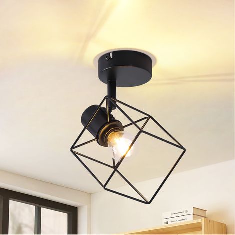 Apparecchio da soffitto GBLY Spot in nero - Apparecchio da soffitto E14 con spot ruotabili a 350° Spot in metallo vintage, lampada per salone, camera, corridoio, cucina - Senza lampadina