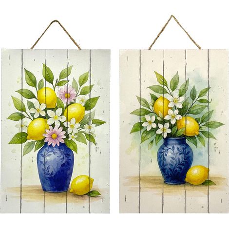 Bedruckte Leinwand-Gartenwanddekoration – Blumendesign in Blau und Gelb