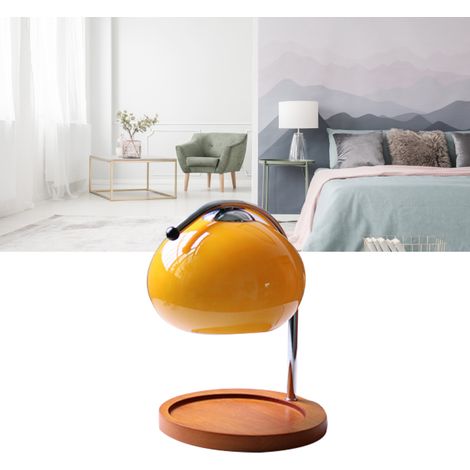 Lampe de table rétro en bois massif avec plateau de rangement en verre gris fumé, lampe à bougie d'aromathérapie, lampe de chevet, lampe à cire fondante orange pour bureau, variateur (1/5)