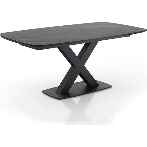 Ausziehbarer Tisch aus Keramik mit Marmoroptik 90x160-230cm Boyle Marble - Schwarz