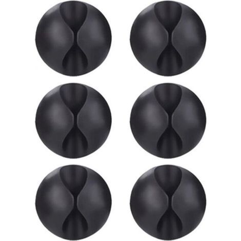 Pair 6 Pcs clips de câble pour câble X, multi du bureau au câble d'alimentation, USB, écouteurs, ordinateur portable TV à la maison, au bureau, noir (1/4)