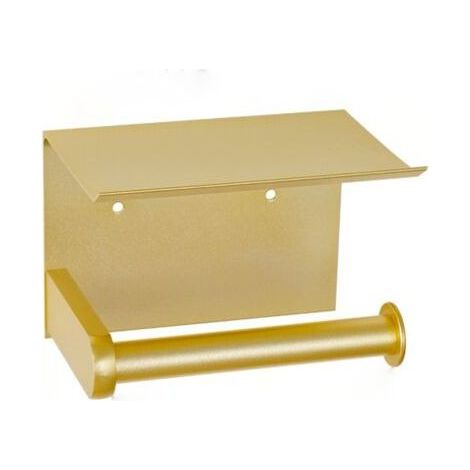 Porte-Papier Toilette, Porte-Papier Hygiénique Mural Avec étagère de Rangement, Auto-Adhésif ， Aluminium(Doré)1pcs (1/5)