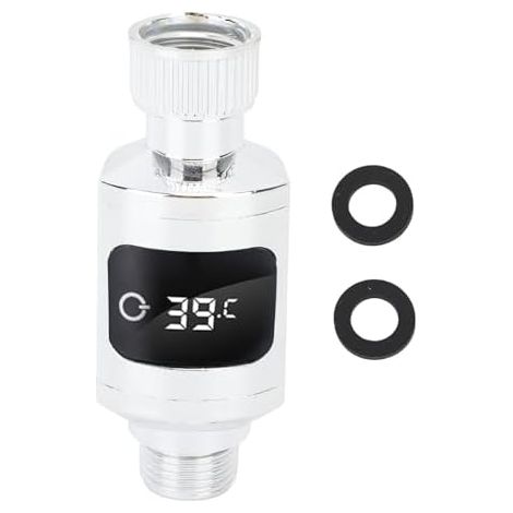 Thermomètre de Douche à Affichage Numérique LED étanche en Acier Inoxydable, Moniteur de Température de l'eau avec écrou de 1/2 Pouce pour la Maison, la Salle de Bain, la (1/5)