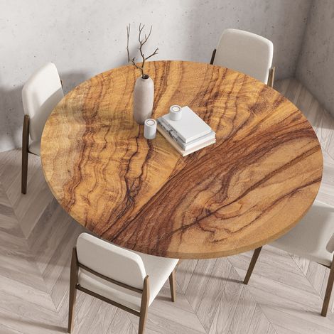 Tovaglia rotonda 130 cm con bordo elastico, tovaglia 3D impermeabile antimacchia, tovaglia lavabile per esterni, per cucina e giardino (per tavolo da 120-125 cm) (1/5)