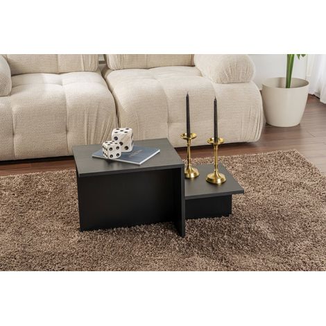 Dmora - Mesa de café Varian, Mesa de centro baja, Revistero para sofá, Estante de la sala de estar, 80x40 h40 cm, Negro (1/5)