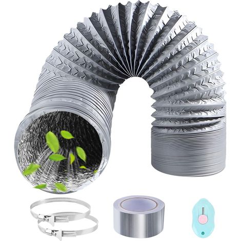 Tuyau d'évacuation 100 mm x 3 m Tube Flexible D'air Gaine Gris (1/5)