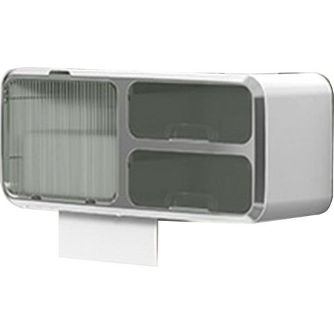 Boîte de rangement pour papier toilette sans perçage, étanche, à fixer au mur, verte. (1/5)