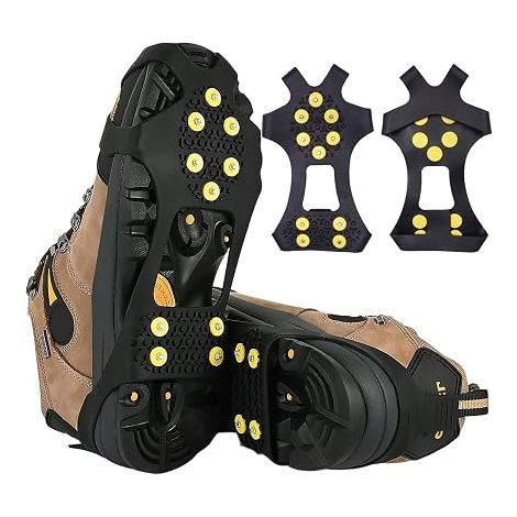 Crampons Neige pour Chaussures, Antidérapants en Caoutchouc Noir, Crampon neiges et Glace pour Chaussure pour Hiver Randonnée Pêche Marche, Alpinisme (1/5)
