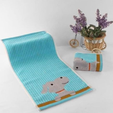 Serviette de Bain - SNOOPY - Imprimé Bleu - Coton - 25x50cm - Lavable