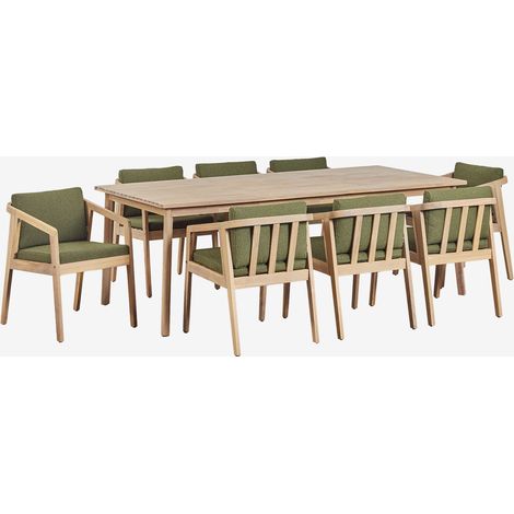 Set tavolo rettangolare 220x100 cm e 8 sedie da giardino in legno di acacia Kaela SKLUM (1/5)