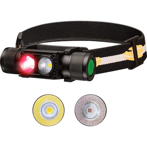 Torche à tête de lumière rouge, lampe rechargeable H25LR a mené Super Bright 1000 Lumen Torche à tête, High CRI LED Torche à tête de lumière rouge avec 8 modes de luminosité