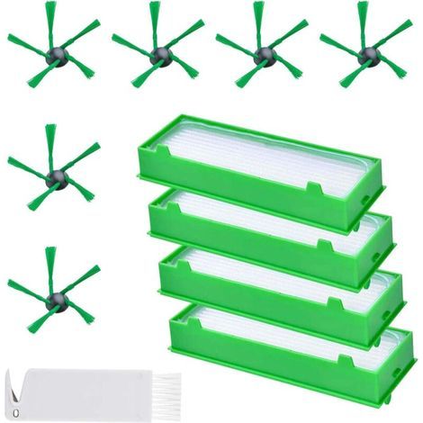 Accessoires pour aspirateurs robots Vorwerk Kobold VR200 VR300 : 6 brosses latérales, 4 filtres HEPA, 1 outil de nettoyage, kit de 11 pièces de rechange. (1/3)