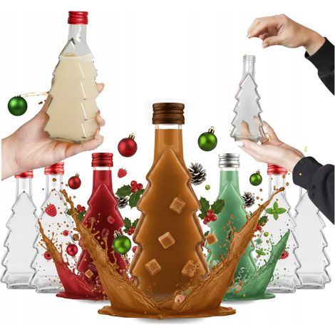 10 bouteilles de Noël en forme de sapin de Noël de 250 ml pour liqueur ou vin (cadeau). (1/5)