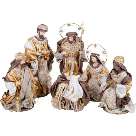 Natività natalizia in tessuto e resina, presepe realistico, 6 personaggi da 40 cm (1/4)
