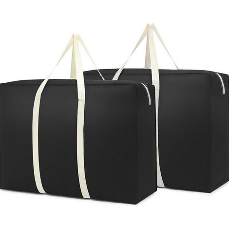 Sacs de rangement XXL - 89 litres par sac - Lot de 2 - Sac de déménagement - 68 x 50 x 25 cm - Housse de couette robuste avec double fermeture éclair et poignées renforcées - Pour vêtements et linge d (1/5)