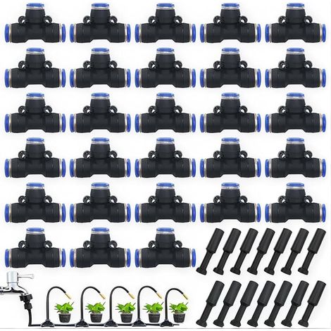 Ensemble d'accessoires pneumatiques 42 pièces, kit de connecteurs enfichables comprenant des raccords rapides en T, des bouchons d'étranglement, adapté aux outils pneumatiques de 8 mm (1/5)