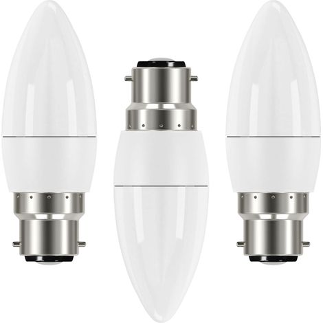 Litecraft Light Bulb 4.9 Watt B22 Bayonet Cap Candle Daylight White LED - 3 Pack (1/2)