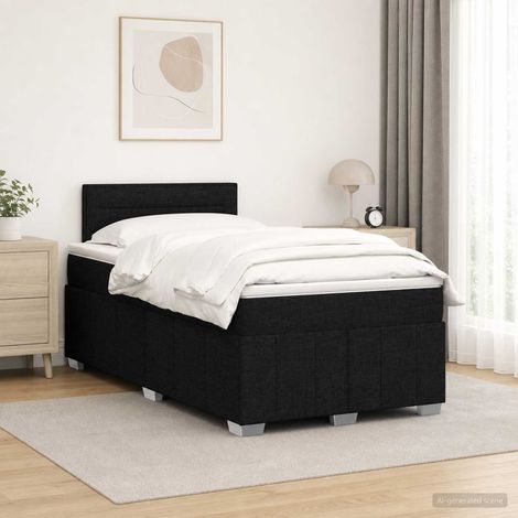 vidaXL Lit boxspring avec matelas Noir 120 x 200 cm Tissu (1/5)