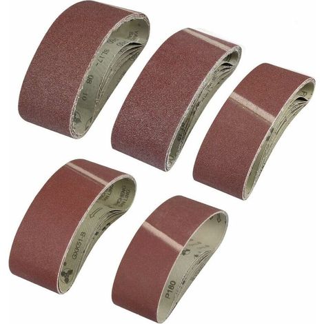 25-teiliges Schleifbandset, 75 x 533 mm Gewebeschleifband, Körnung 40/60/80/120/180, Aluminiumoxid-Schleifpapier, elektrische Schleifbänder für Bosch-Bandschleifer