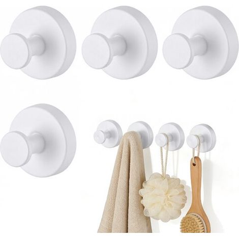 Paquete de 4 ganchos con ventosa，Para cocina y baño，Soportes para toallas con ventosas，No requiere perforación，6 x 6 x 4,5 cm，Plateado (1/5)