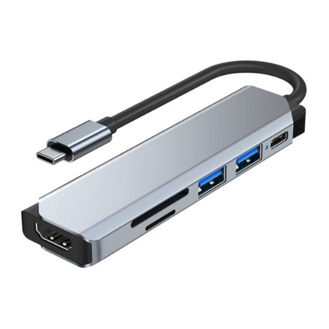 Adaptateur Hub USB C Multiport Adaptateur 6 en 1 Type C Inf153 Noir (1/5)