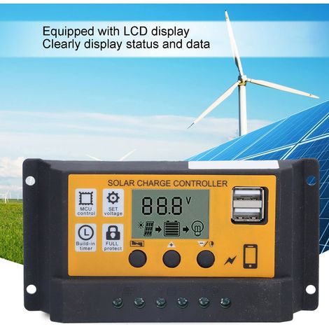 Régulateur de charge intelligent pour panneaux solaires photovoltaïques avec écran LCD 12 V 24 V 20 A (1/5)