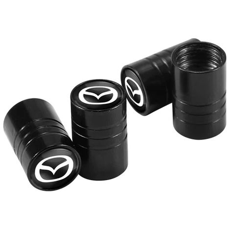 (Noir) 4 bouchons de valve de pneu en alliage d'aluminium pour voiture, compatibles avec MS 6 3 CX5 5 2 323 CX7 CX3 CX9 Axela Demio Atenza MX30 CX30 MX5 RX8 RX7 (1/5)