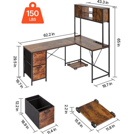 Bureau Gaming Angle Éclairage LED Bureau en L Réversible 1,58 m Table d'Ordinateur PC pour Télétravail, avec Prises Électriques, Su… (1/5)
